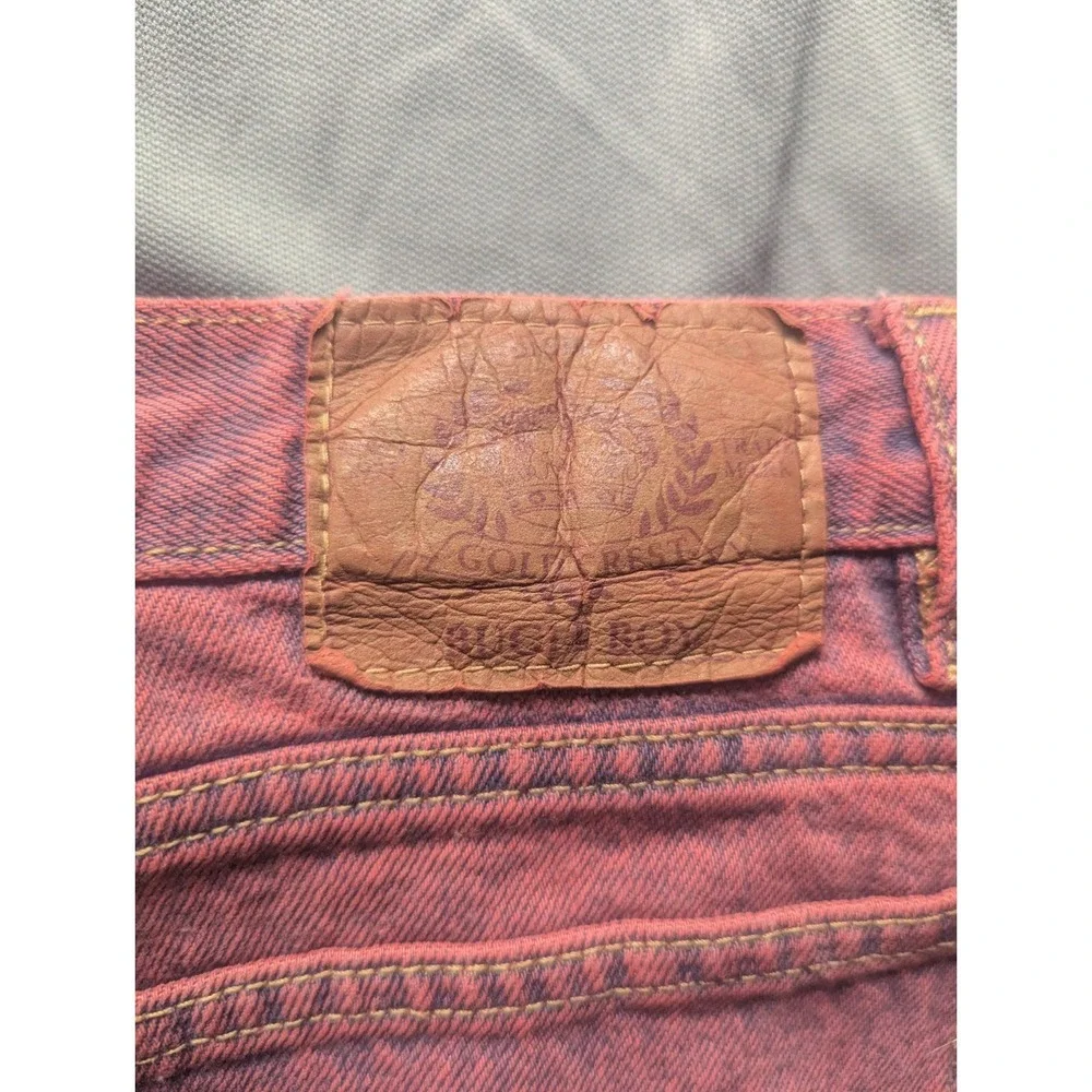 Bugle Boy Gold Crest  Vintage 90s Blue Loose Fit Jeans Red Grunge 36x30